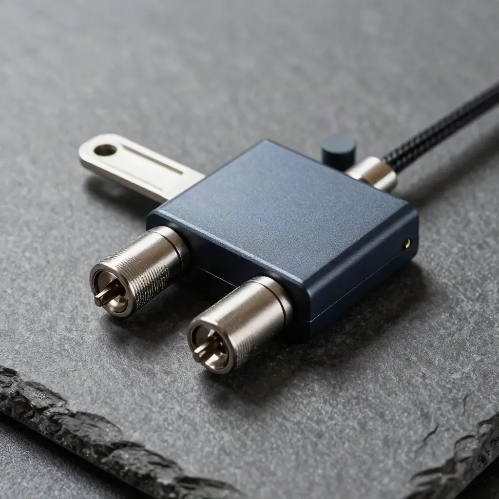 Macro of a relay module with brushed cable ends and contact pins on a graphite surface.